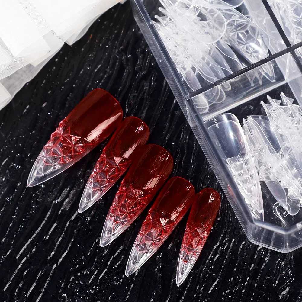 Heallor 120 pieces/box natural transparent glass seamless fake nails fully covered fake nails short T-shaped fully covered fake nails W240905