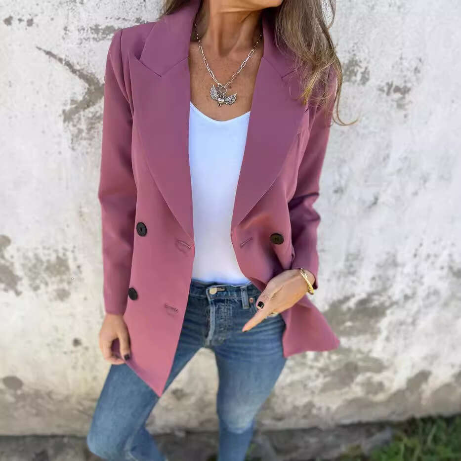 Autumn new solid color fashionable long sleeved suit jacket for women
