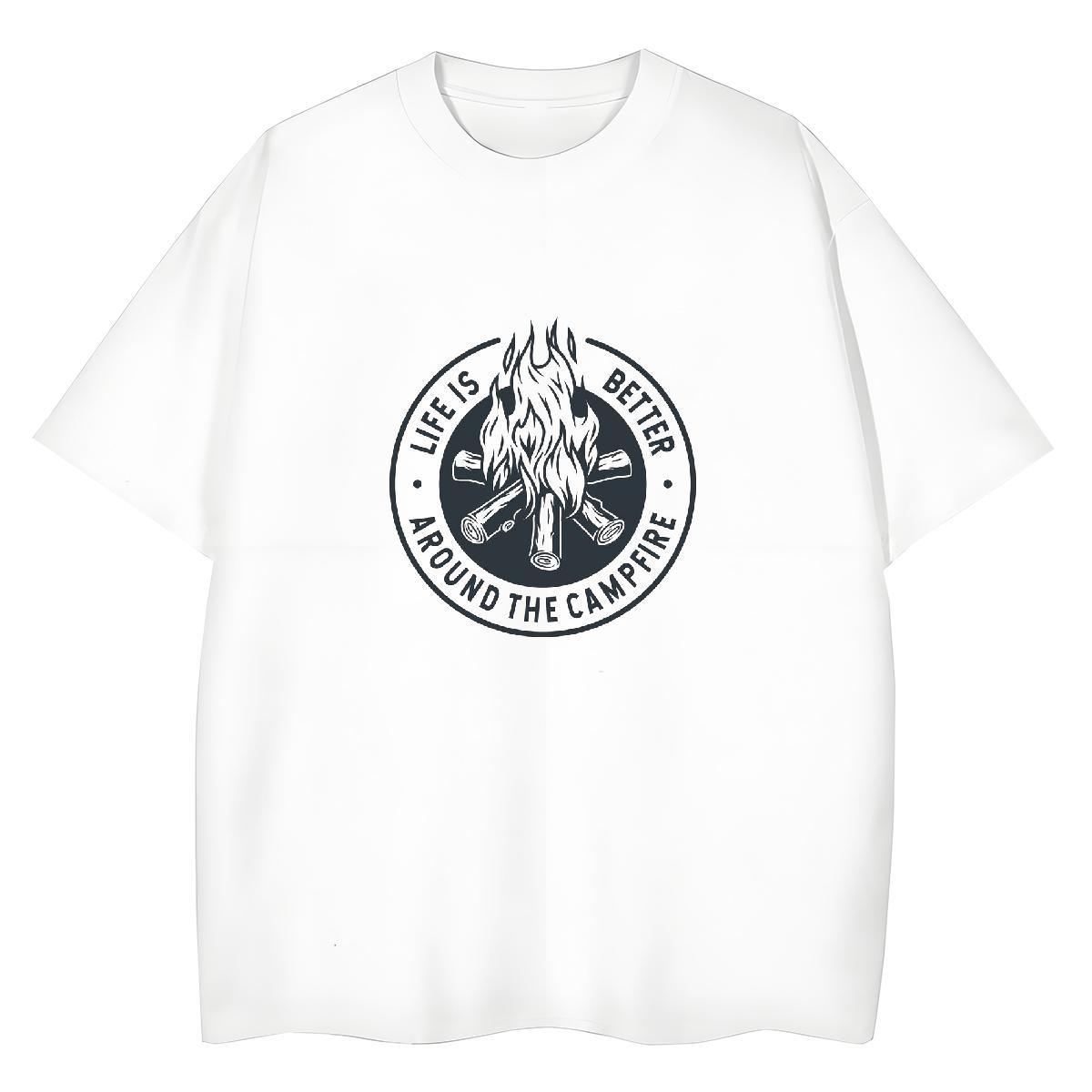 Loose Fit Mens T Shirts 100% Cotton 230g letter Home Outdoor Anime O Neck Short Sleeves Couples T Shirts Customized Tops