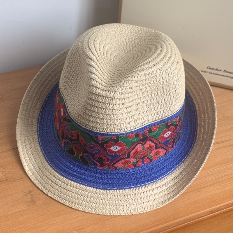 New ethnic style hat, Yunnan tie dye cloth top hat, spring and summer travel sun hat, fashionable and versatile straw hat