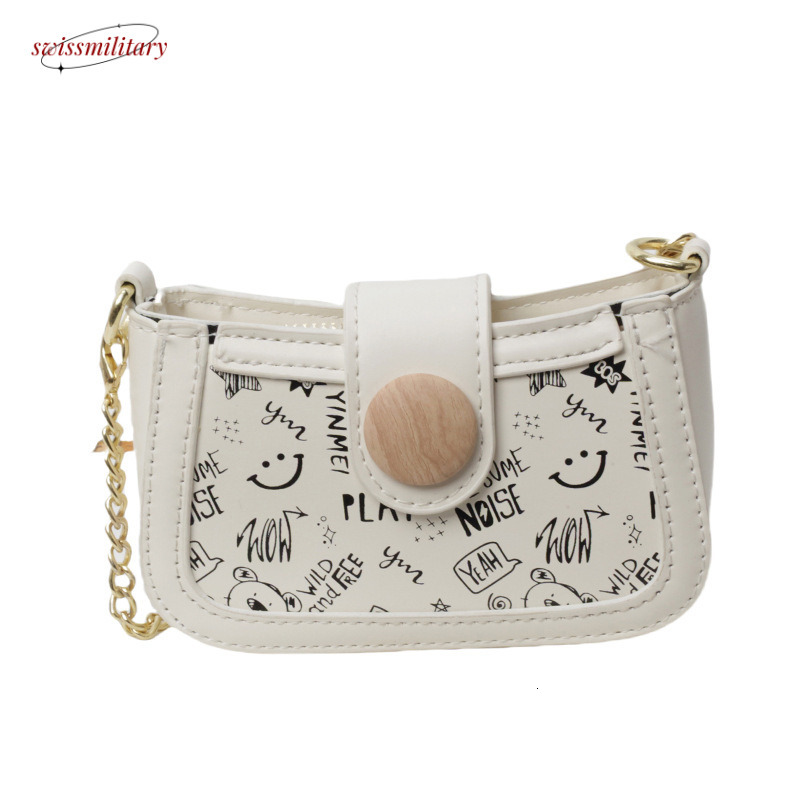 Swissmilitary Cute graffiti niche armpit women's 2024 popular new style fashionable single shoulder small square high-end crossbody bag #34