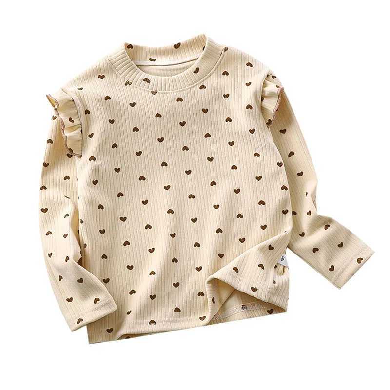 2-10T Baby girl clothes Long Sleeved Undershirt Cute Floral Dots T-shirt Sweet Children girl blouse Y240906