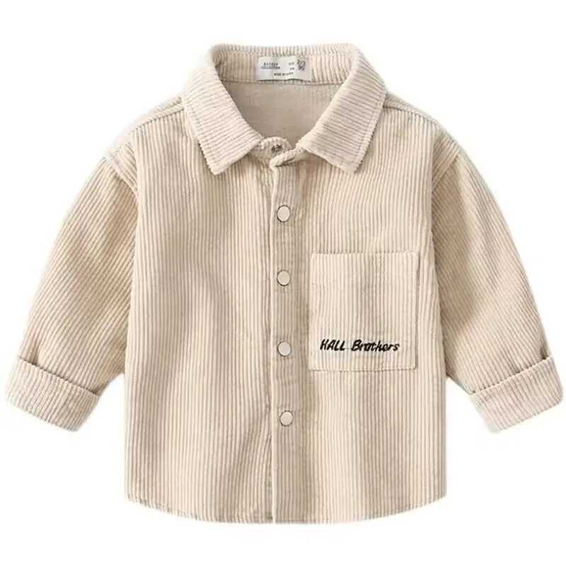 Autumn/Winter Boys Shirt Thickened Corduroy Top New Childrens Long sleeved Shirt Korean Edition Boys Coat Y240906