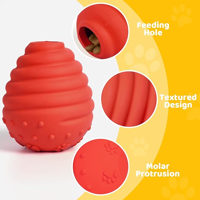Treat Dispensing Puzzle Dog Toys for Aggressive Honeycomb Shape Interactive Natural Rubber Durable Puppy Slow Feeder Toys for IQ Training Mental Enric
