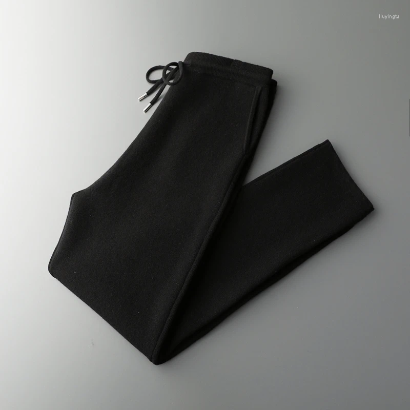 Men's Pants 2024 Cashmere Autumn Winter Pencil Merino Wool Knit Trousers Thick Soft Warm Basic Smart Casual Z260315