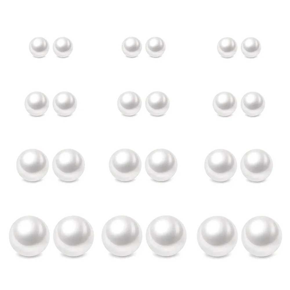1 pair of hypoallergenic surgical stainless steel round pearl bead stud earrings set suitable for women teenagers girls 6/8/10/12mm W241023