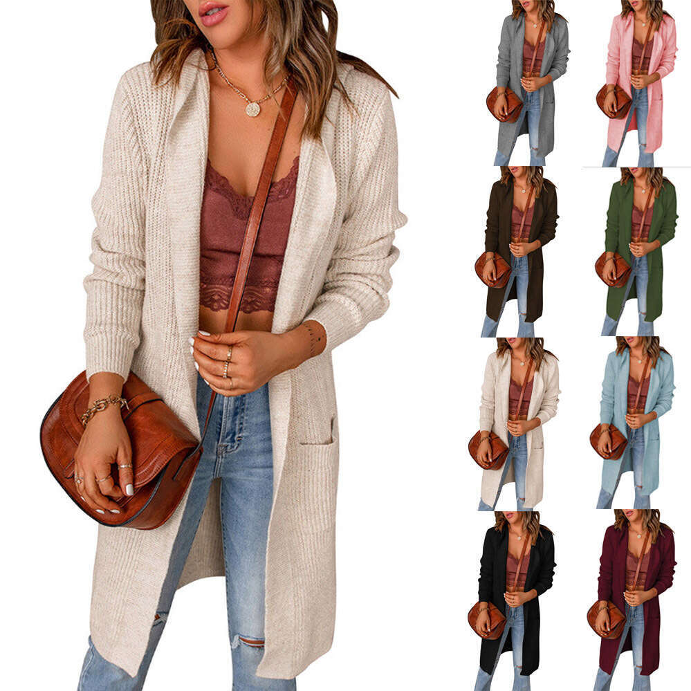 2024 Fashion Autumn/Winter New Solid Color Hoodie Women's Medium/Long Long Sleeve Sweater