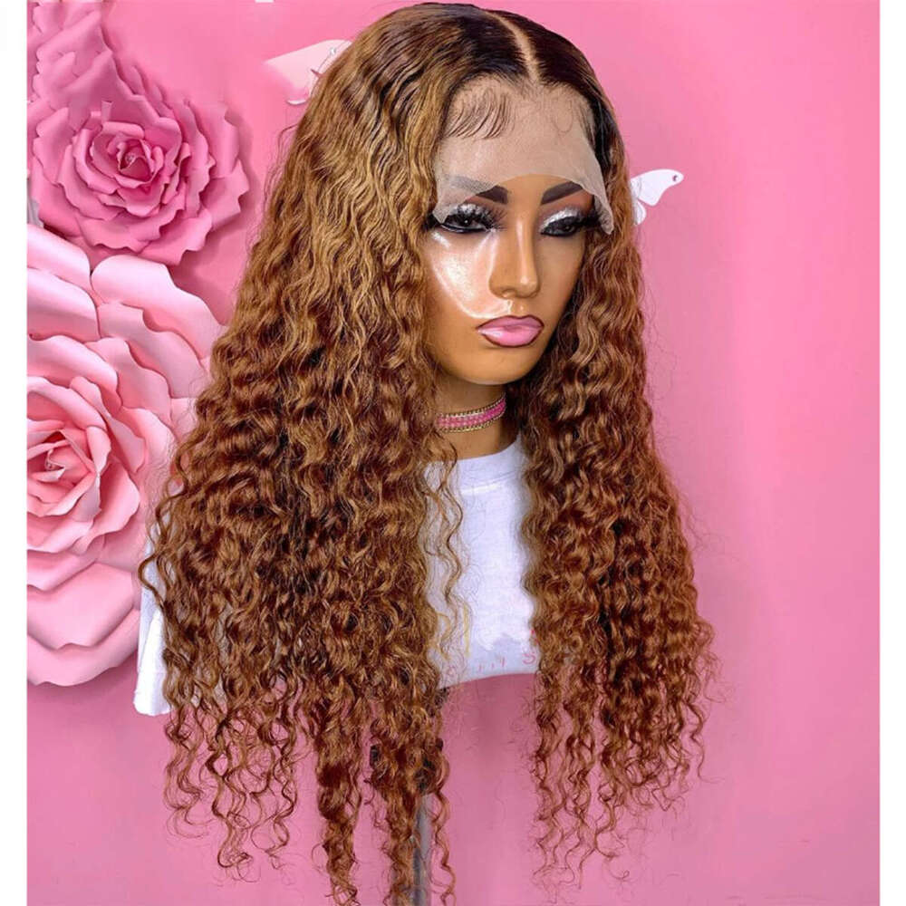 Soft Ombre Black Blonde Kinky Curly Lace Front Wigs For African Women Glueless Baby Hair Synthetic Preplucked Daily