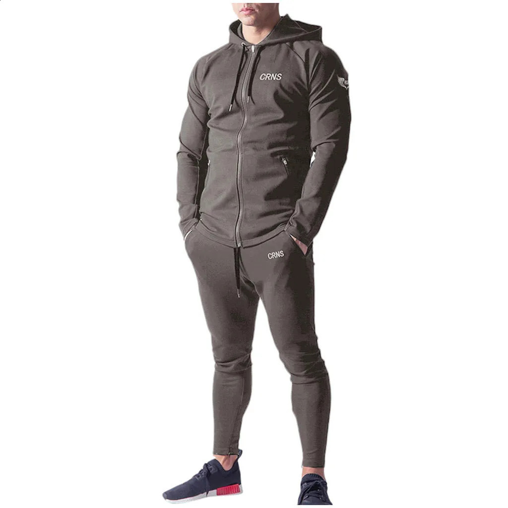 Mens sportswear 2piece hooded sweatshirt and sweatpants jogging set 240903
