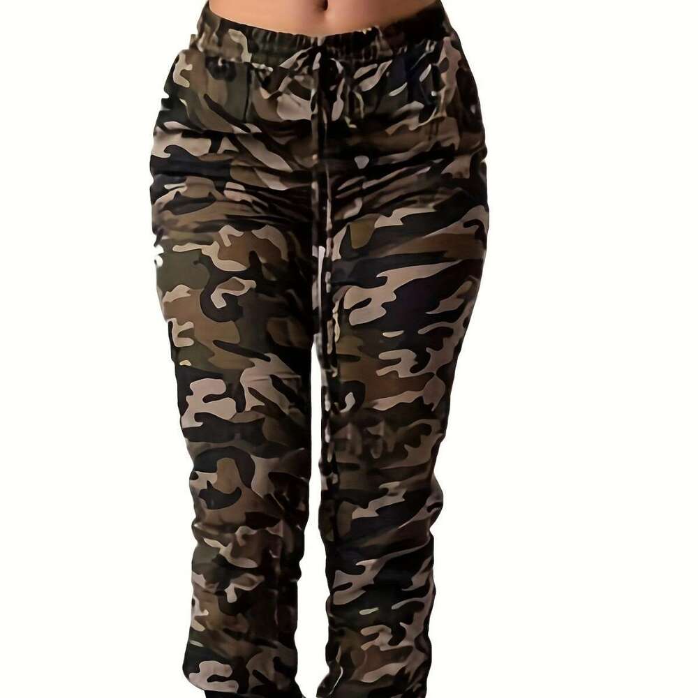 2024 New Casual Women's Camouflage Printed Pants, Mid Waist Leg Tights for Women
