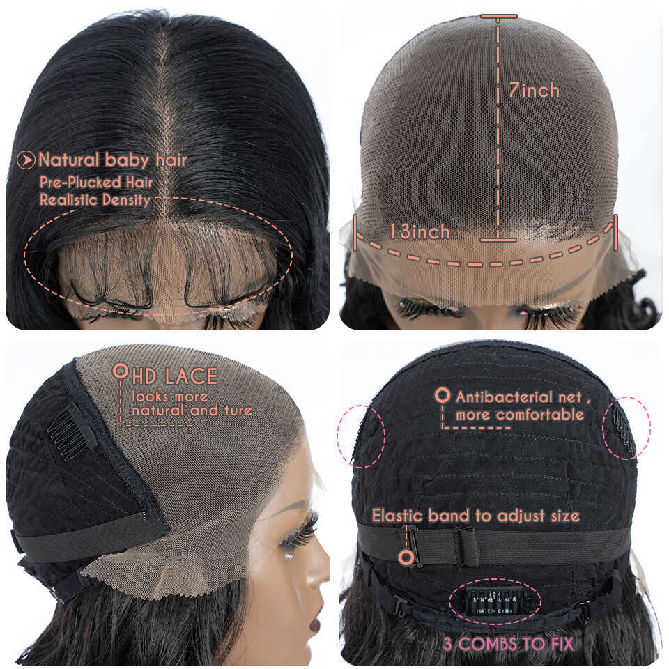 Noble Cosplay For Black Women 13X7 Natural Wavy Ombre Brown Blonde Wigs Lace Front Wig Synthetic