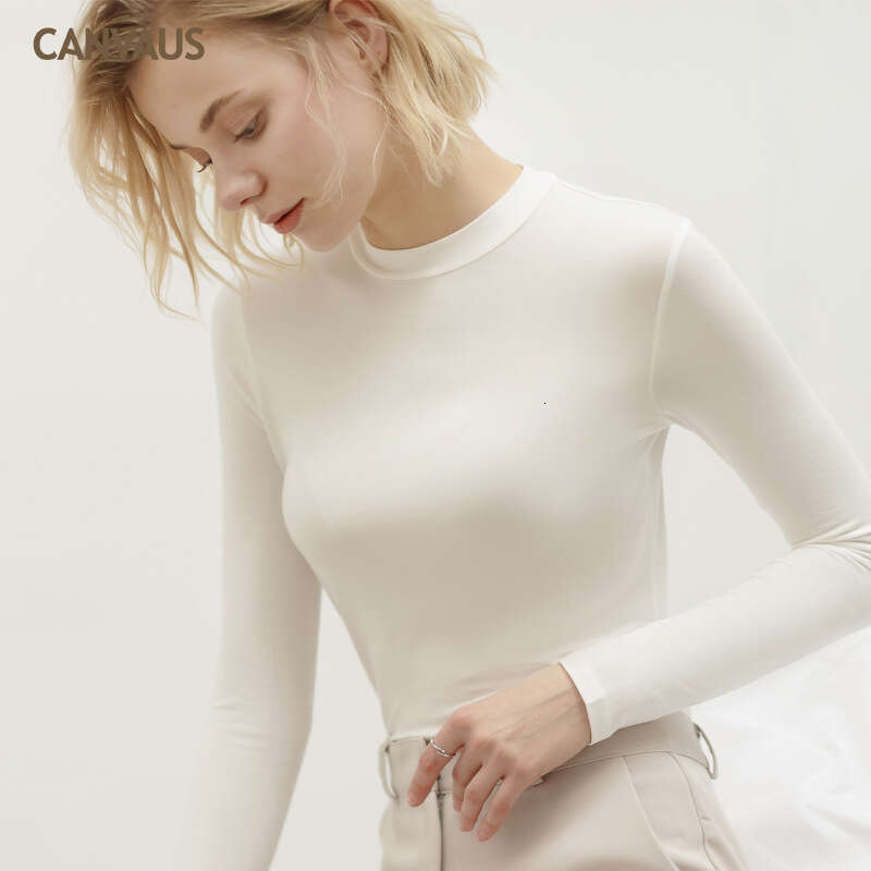 Spring Long sleeved T-shirt Womens New Modal Bottom Solid Color Top F1136