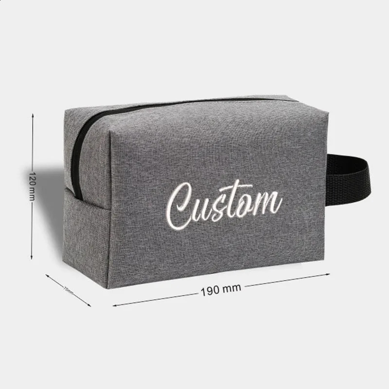Personalized mens square storage makeup bag custom embroidered Oxford cloth womens waterproof hand wash 240906