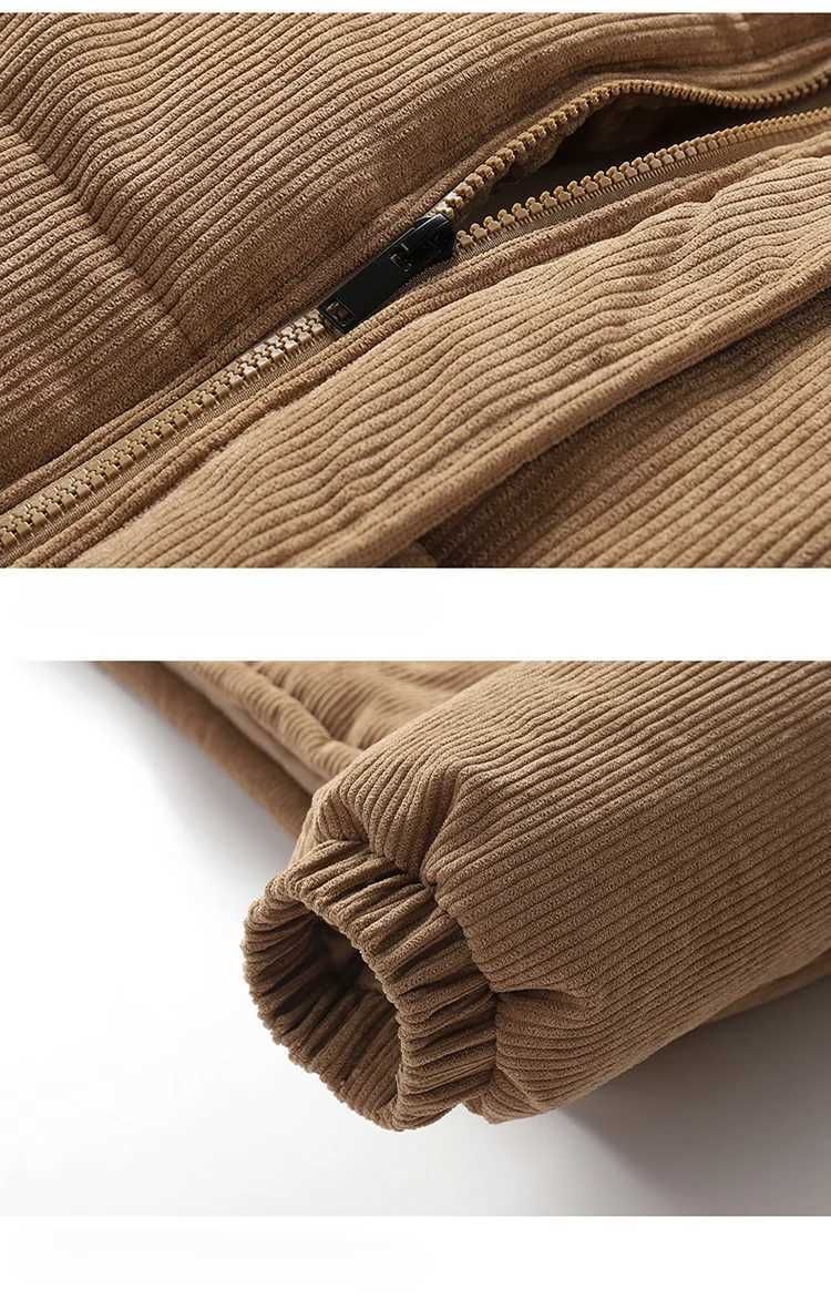 Men Corduroy Jacket Autumn Winter Warmth Thickened Outdoor Camping Loose Bread Clothing Men Stand Collar Cotton-padded Clothing M240906