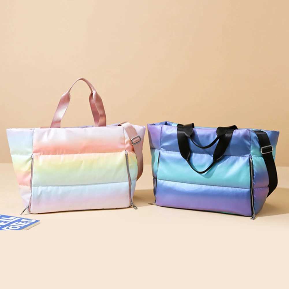 Sports and fitness bag with yoga mat stand shiny fitness bag lightweight dry wet separation zipper and handle basic gym accessories W240906