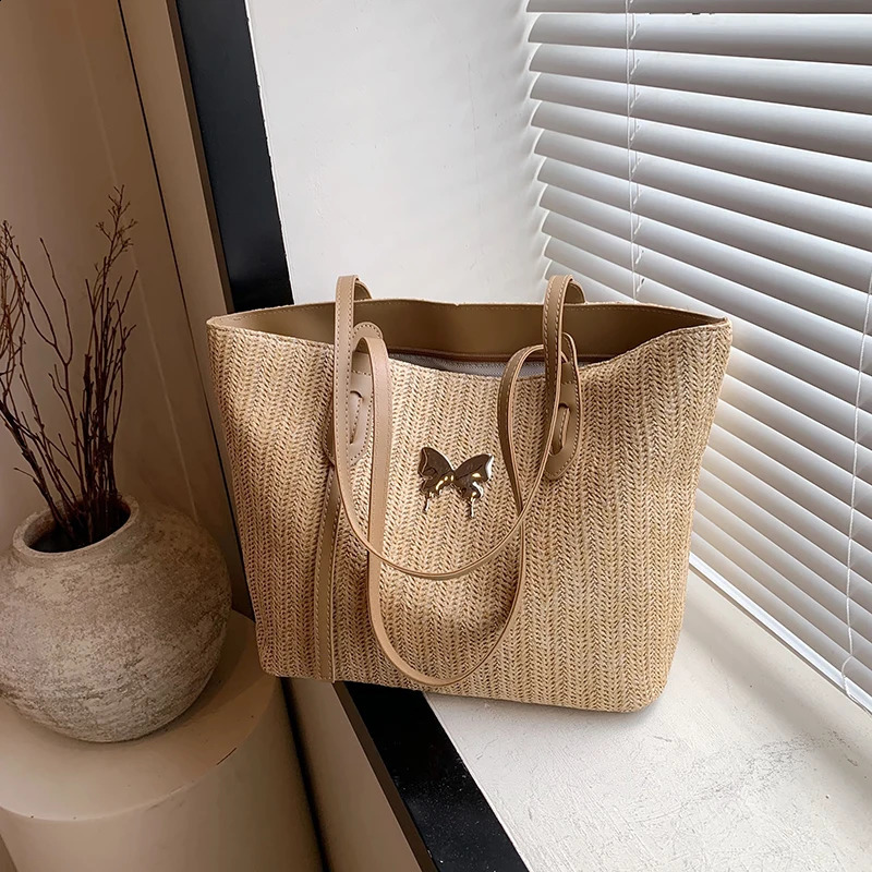 Summer Beach Grass Woven Bag for Women 2024 Fashion Shoulder with Large Capacity Handheld Tote 240906