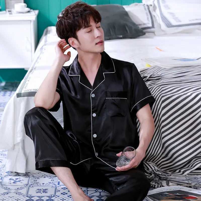 Pyjamas Suits Mens Clothing Summer Ice Silk Korea Thin Home Casual Simple Affordable High Quality Cozy Breathable Skinny Large Y240906