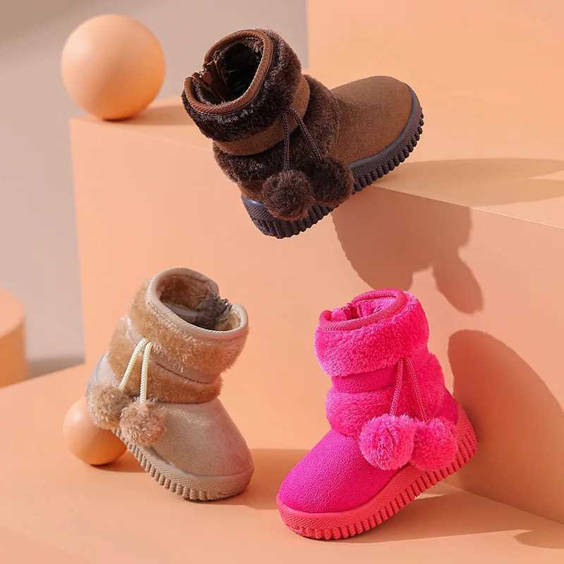 Botas Para Nia Kid Snow Boot Winter Plush Boy Girl Cotton Shoe Warm Zipper Short Ankle Boot High Top Child Padded Boot Kid Shoe M240906