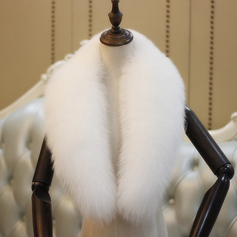 Natural 100% genuine fox fur scarf for women warm decoration fox fur collar winter fashion silver fox scarf solid color thick black shawl 240906