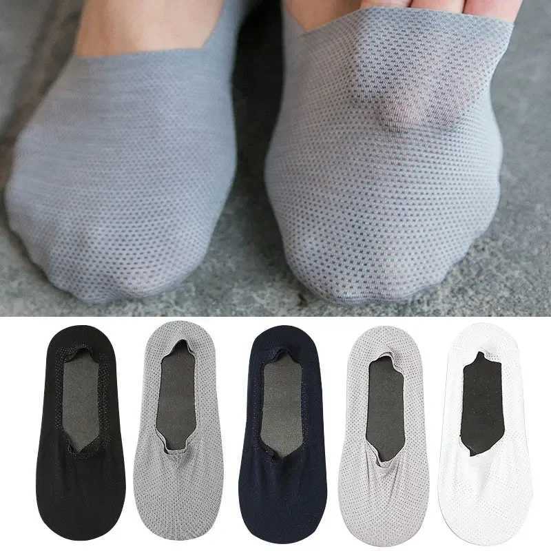 Summer Men Womens Mesh Invisible Socks Slippers No Show Thin Invisible Ice Silk Short Socks Ankle Breathable Boat Socks Y240906