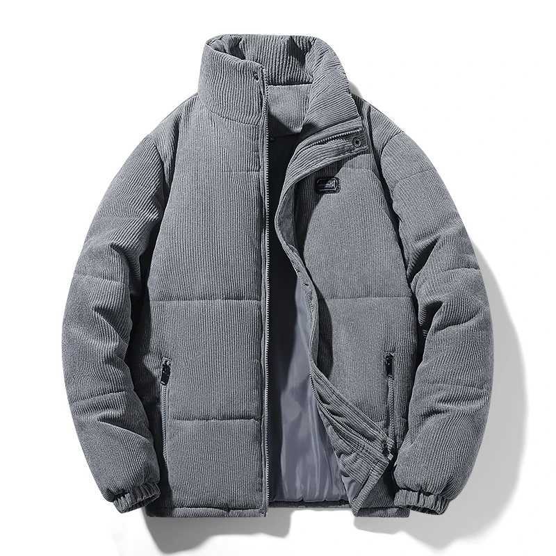 Men Corduroy Jacket Autumn Winter Warmth Thickened Outdoor Camping Loose Bread Clothing Men Stand Collar Cotton-padded Clothing M240906