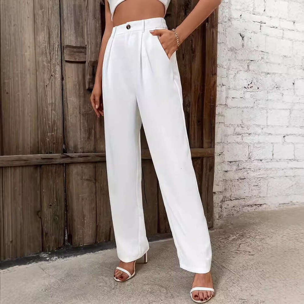 2024 Women's Fashion New High Waist Wide Straight Leg Casual Pants
