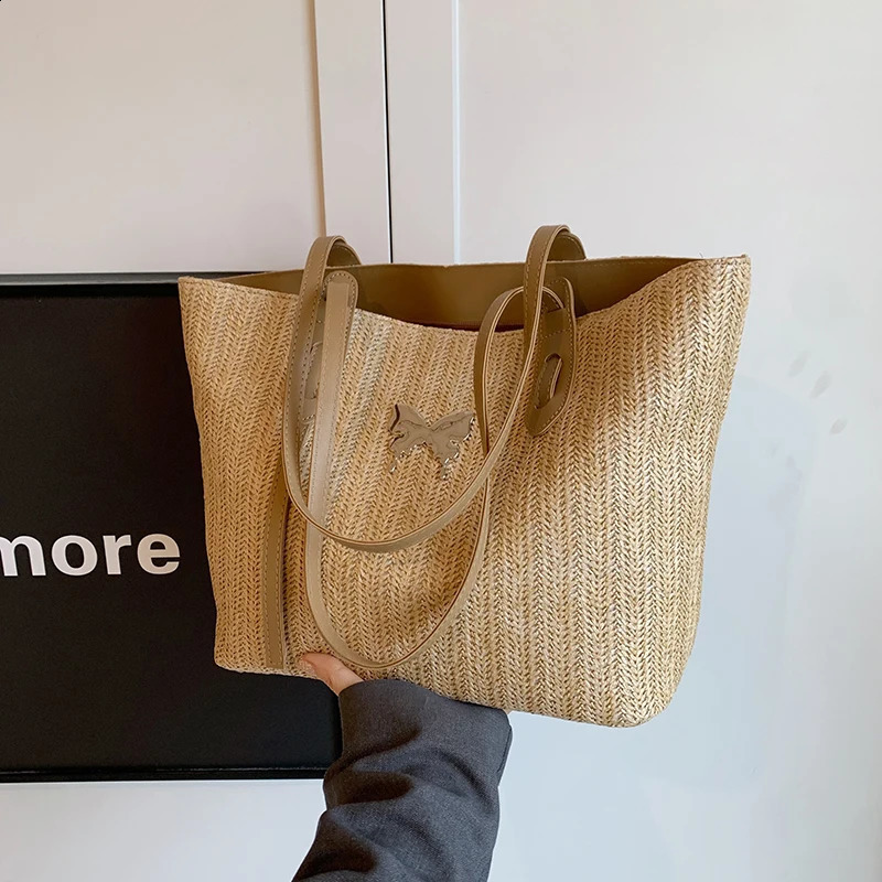 Summer Beach Grass Woven Bag for Women 2024 Fashion Shoulder with Large Capacity Handheld Tote 240906