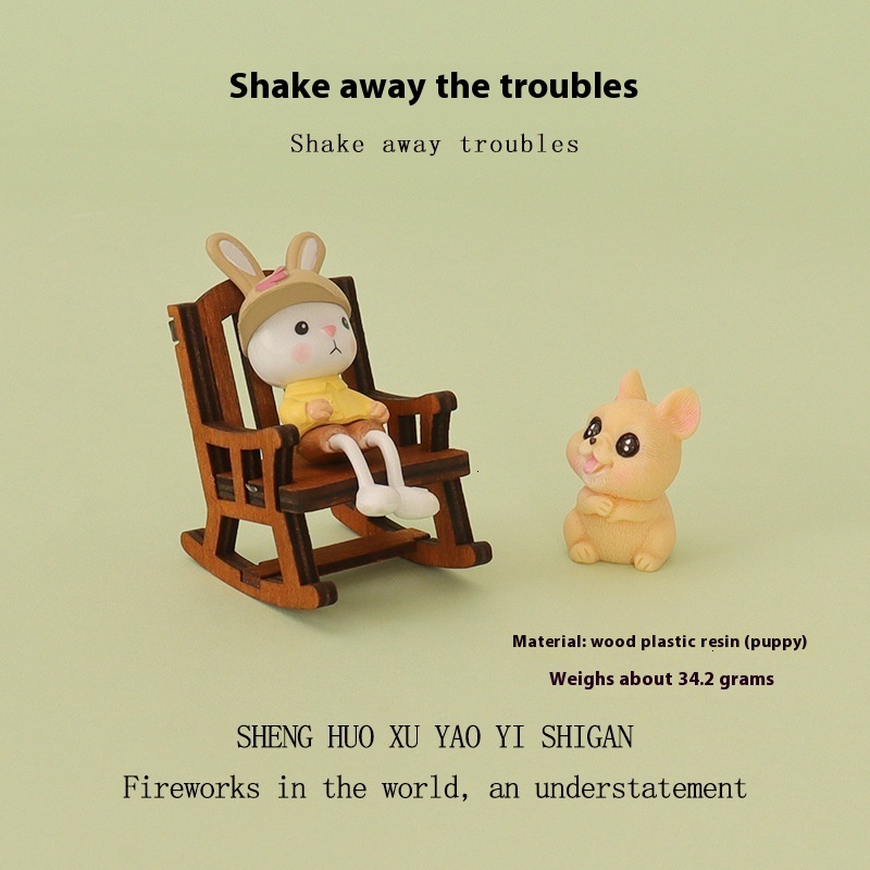 Adorable Creatures Mini Rocking Chairs Set - Pets-themed Small Scale Scenic Display Accessory