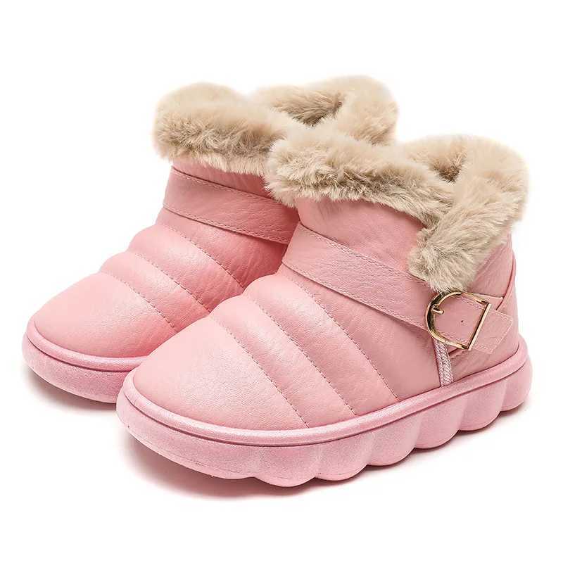 Snow boots childrens fashion and leisure autumn and winter new item thick warm leather boys and girls cotton boots waterproof for children M241102
