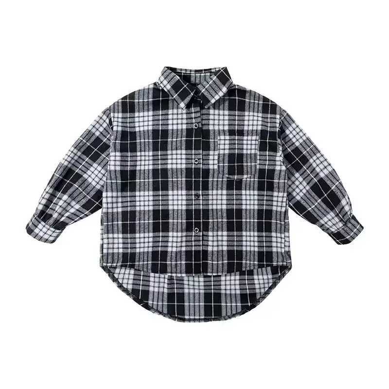Girls Shirt Childrens Pure Cotton Shirt New Spring and Autumn Fashionable plaid shirt Girls blouses Y240906