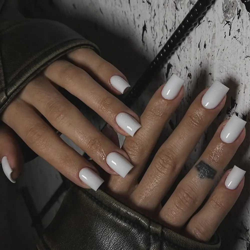 24 solid color fake nails with square heads French fake nails medium long press nails waterproof fake nails W240905