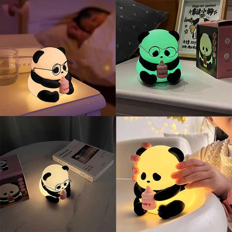 Eye Protection Panda Night Light LED Charging Cute Silicone Light Bedlight Dimming Sleep Light Childrens Birthday Gift W240816