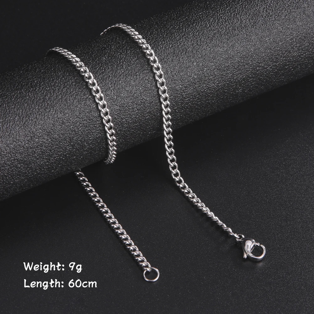 Fashion 60cm Long Box Chain Necklace Men Stainless Steel Black Gold Color Link Chains Basic Punk Jewelry Wholesale 240716