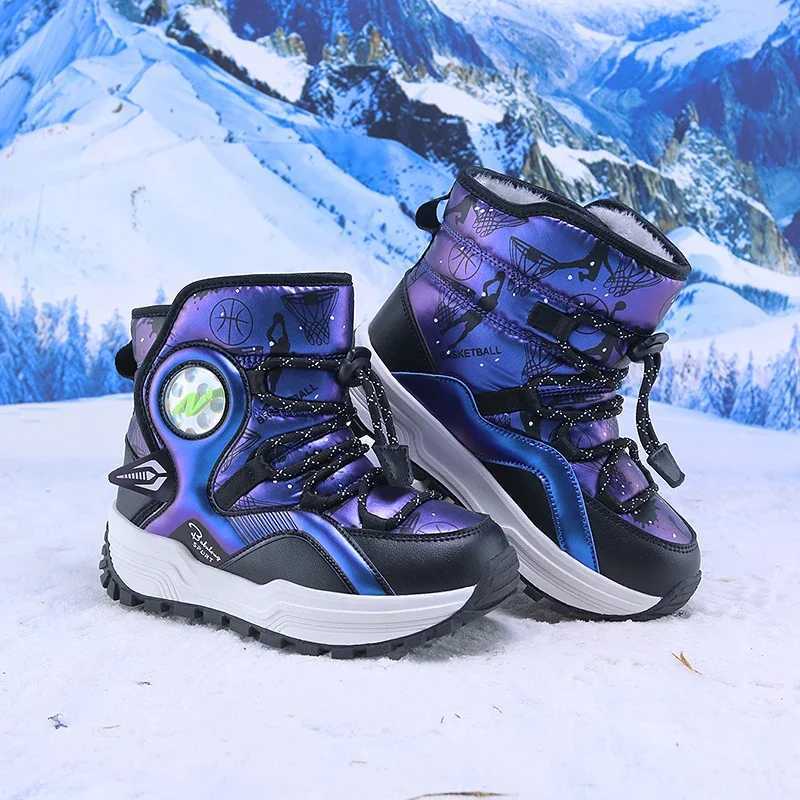 Childrens Snow Boots Thickened Velvet Boys and Girls Outdoor Non-slip Steel Claw Hiking Boot Waterproof Child Casual Warm Boot M240906