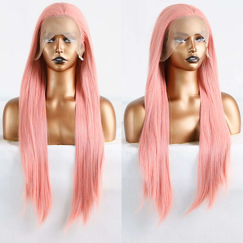 Peach Pink Straight Synthetic 13X4 Lace Front Wigs High Quality Heat Resistant Fiber Hair Middle Parting For White Women Cosplay