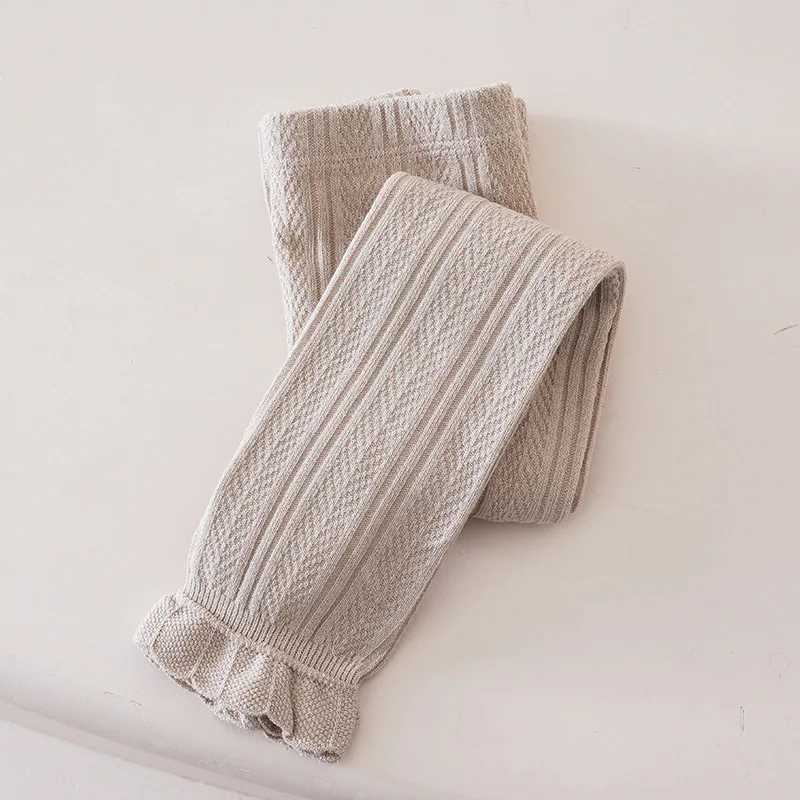 Spring Autumn Baby Girls Stretch Tight Leggings Cotton Solid Ruffle Ribbed Toddler Kid Pants for 1-8years Y240906
