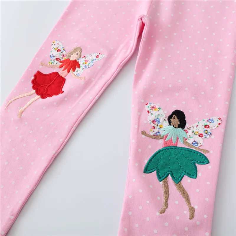 Jumping Meters Girls Blue Leggings Pants Mermaid Embroidery Autumn Spring Full Length Kids Trousers Stripe Toddler Pencil Pants Y240906