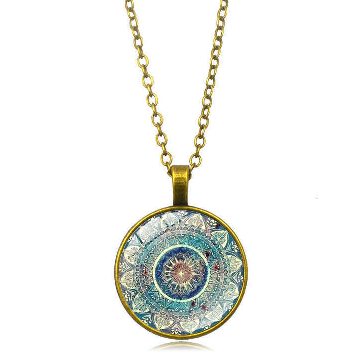 European and American Jewelry Necklaces for Women Birthday Dainty Silver Necklace Christmas Gift Mandala Yoga Time Gemstone Necklace Fashion Pendant N