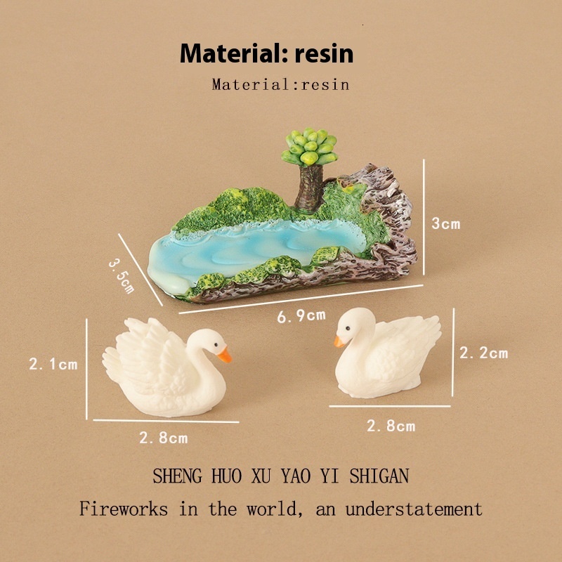 Mini Swan Swimming Resin Creative Crafts Office Desktop Micro Landscape Home Scene Decoration