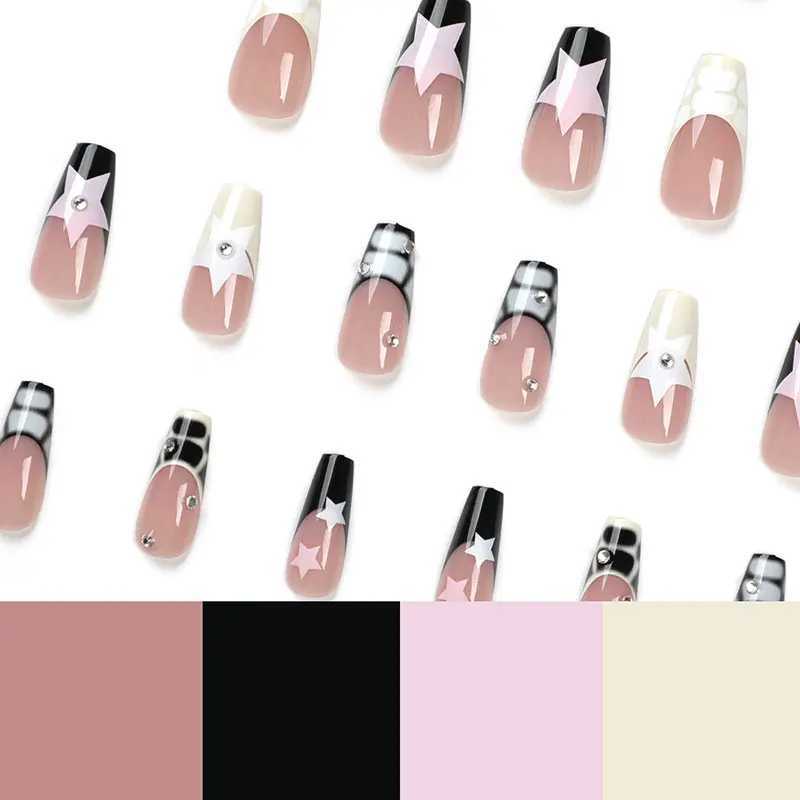 24 pieces of medium to long ballet handicrafts wearable handicrafts special handicrafts nail stickers fake nails W240905