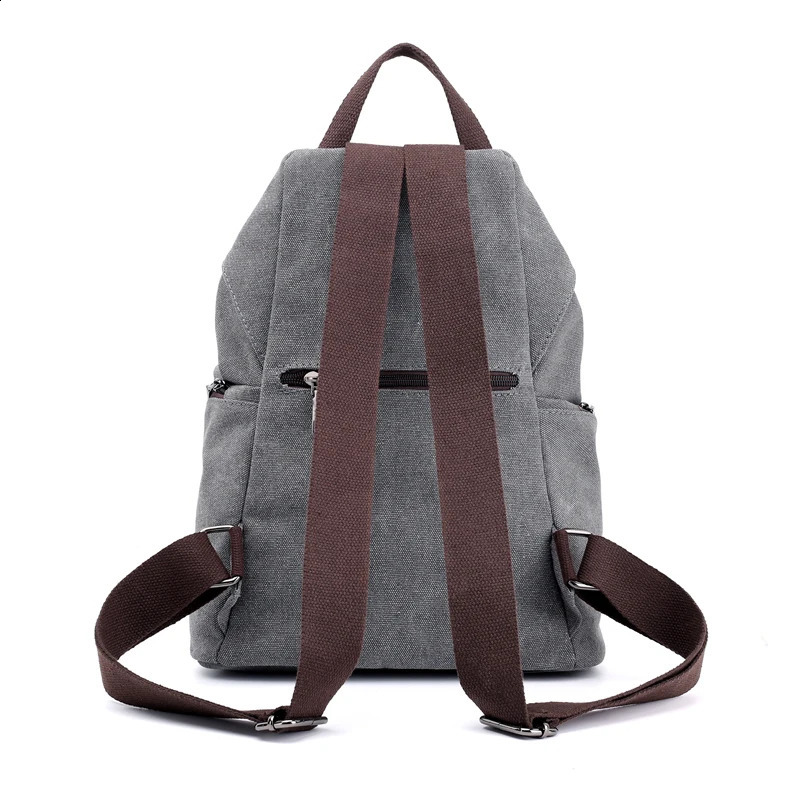 Fashionable canvas womens multifunctional casual backpack suitable for teenagers and girls summer large capacity shoulder bag 240906
