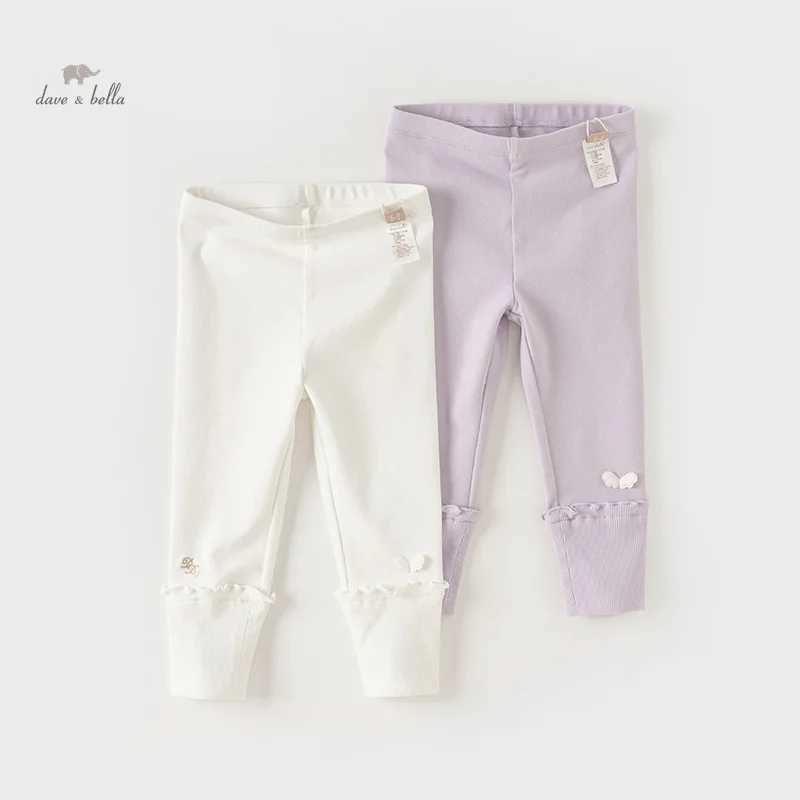 Dave Bella Childrens Pants 2024 New Spring Girls Casual Fashion Cotton Tight Pants Leggings Sport Outdoor Party DB1248415 Y240906