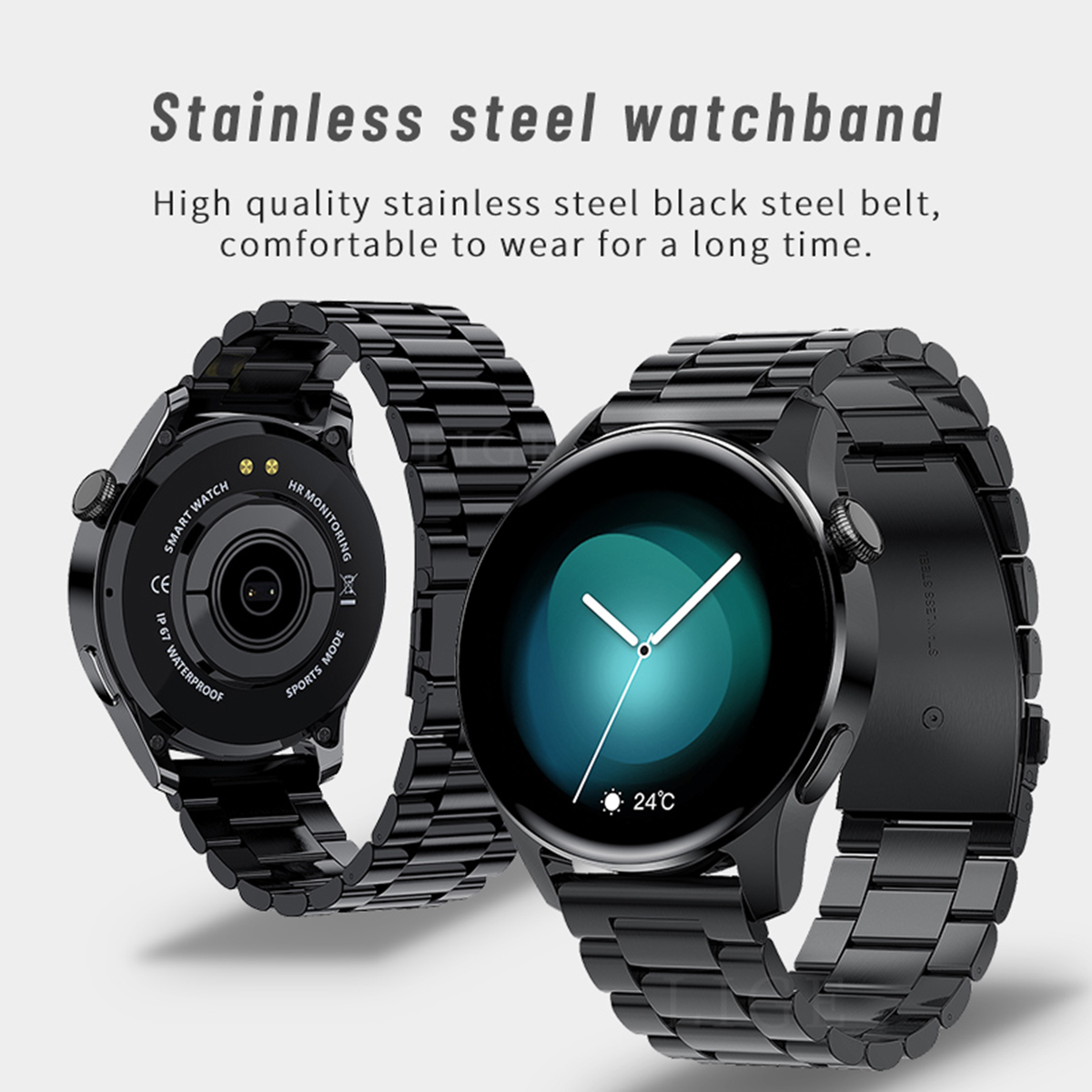 LIGE's new smart watch with precision steel strip, multifunctional waterproof sports chronograph, Bluetooth call remote control camera watch