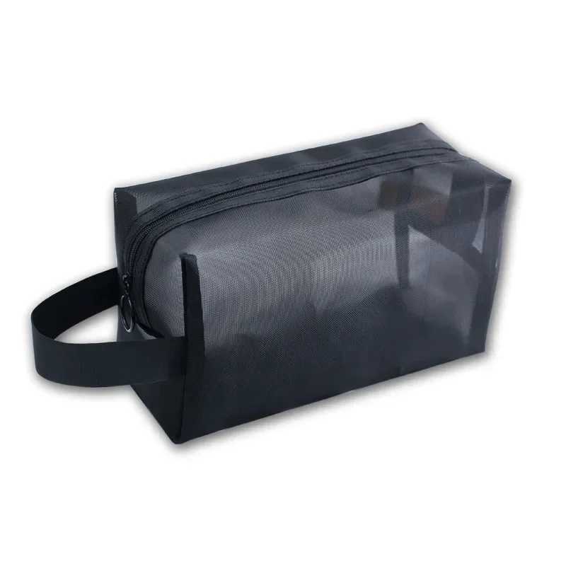 1 black mesh makeup bag womens makeup bag organizer portable face wash lipstick toilet sanitary napkin storage bag W240905