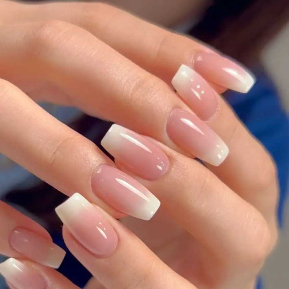 24 pieces of gradient fake nails French ballet dancer nails waterproof fake nails medium paraffin fake nails nail tip pressing W240905