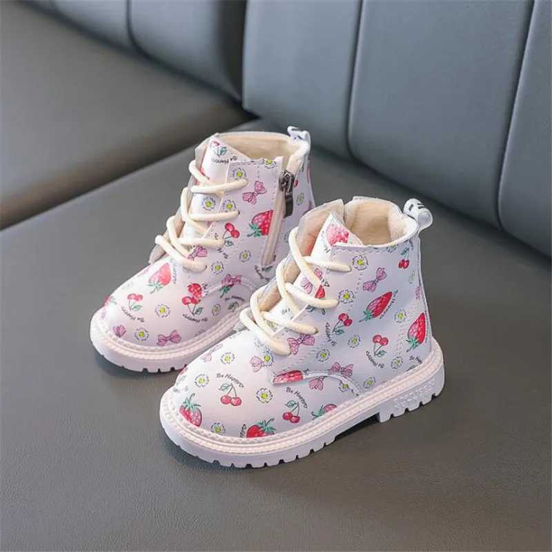 Rubber Boots For Children Waterproof Leather Kids Snow Boots Winter Girl Fashion Booties M240906