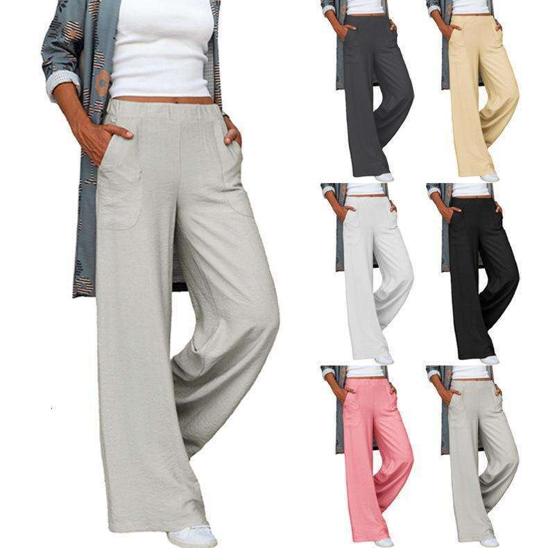 2024 autumn/winter oversized women's draped casual pants, solid color elastic waist loose wide leg pants
