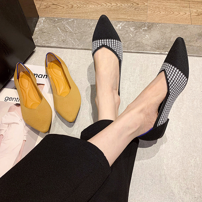 Casual Shoes flat shoes fashion leisure Women's flat shoes pointed knitting elastic comfortable boutique shoes