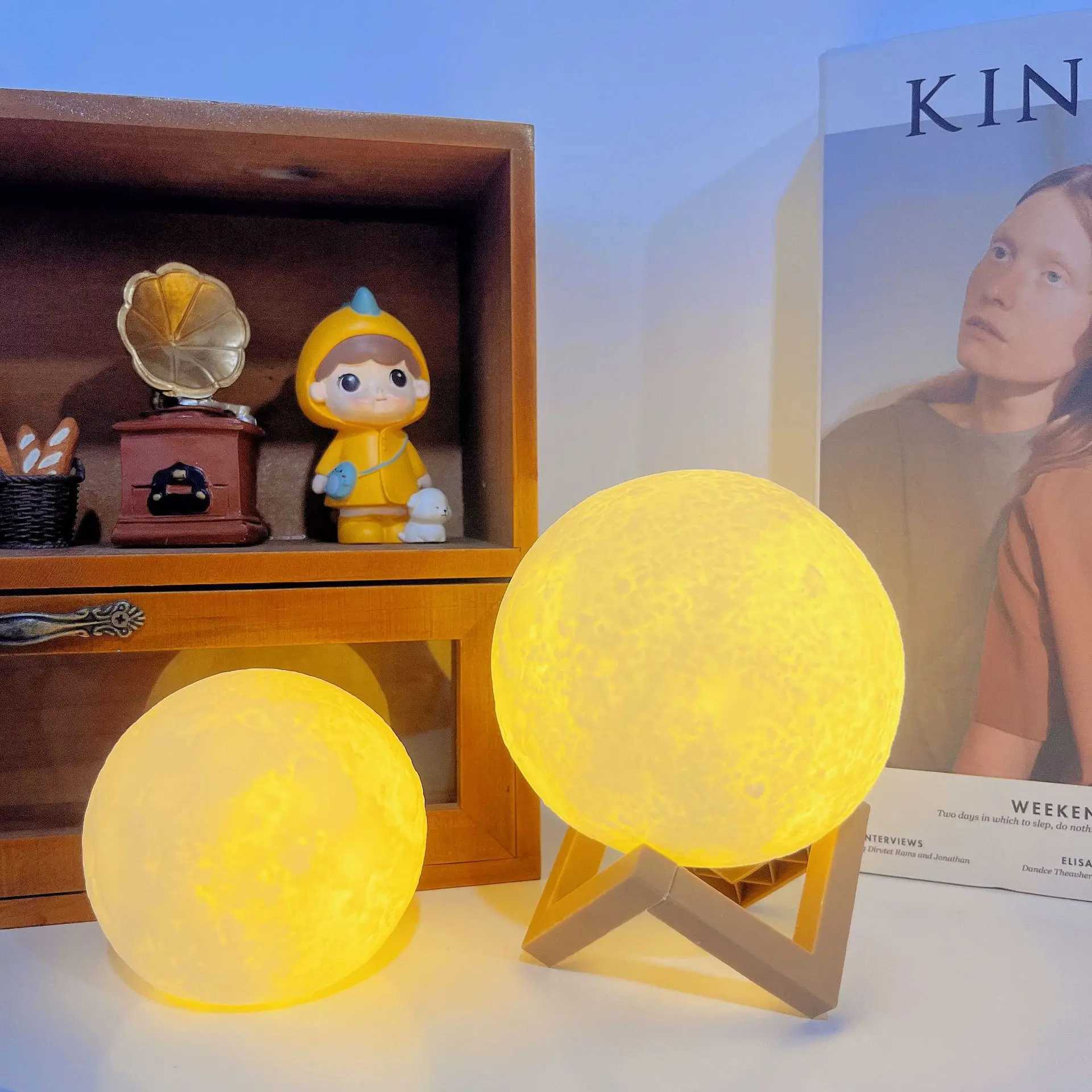 8cm Moon Night Light Creative Bedside Atmospheric Lighting Childrens Bedroom Sleep Light Valentines Day Gift for Girlfriend W240816
