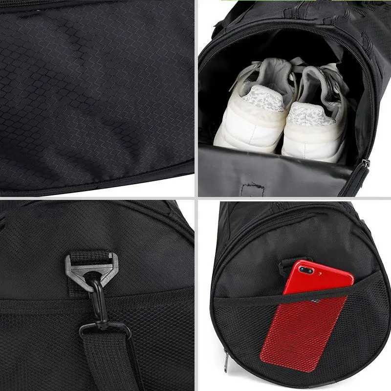 Waterproof fitness bag with shoe accessories yoga exercise bag cylindrical fitness travel bag large capacity single shoulder back W240906
